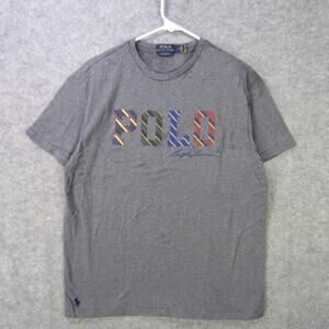 Polo Ralph Lauren Shirt Mens Medium Gray Classic Fit Multicolor Polo Logo Tee